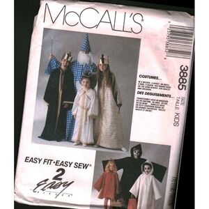 McCall's 3885 Costume Sewing Pattern Kids Adults Wizard Ghost Angel King Queen